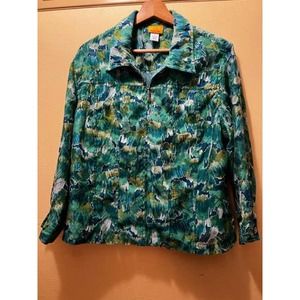 Ruby Rd. Green Multi Jacket, Zip Front Sz. 16